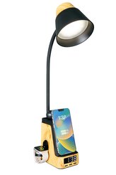 LED stolní lampička Immax IDEAL s QI nabíjením  CCT světlé dřevo/černá
