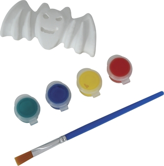 Sádrová dekorace k vybarvení Netopýr – 6 cm, se sadou barev