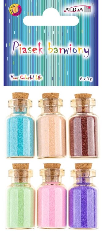 Brokát / písek 6 barev ve skleněných lahvičkách