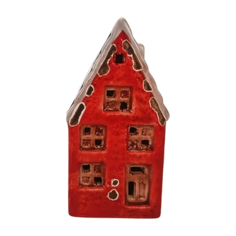 Keramický domeček LED,červený, 9,5 cm Keramický domeček LED,červený, 9,5 cm