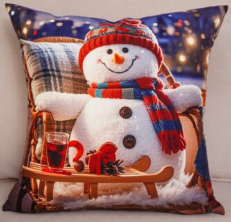 Vánoční polštář HAPPY SNOWMAN 40x40 cm Mybesthome