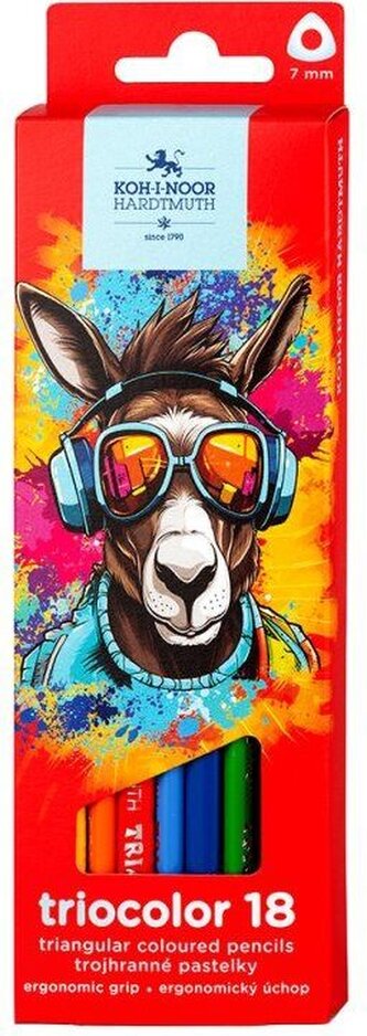 KOH-I-NOOR Trojhranné pastelky Triocolor 18ks Osel