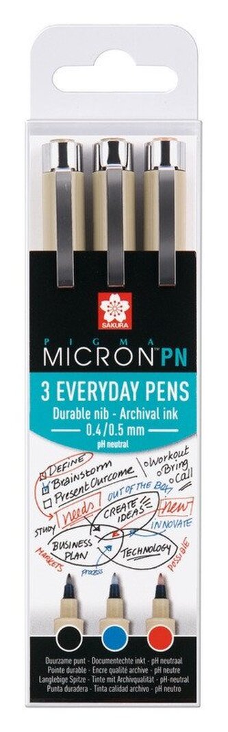SAKURA sada Pigma Micron PN - 3 ks (černý, modrý, červený)