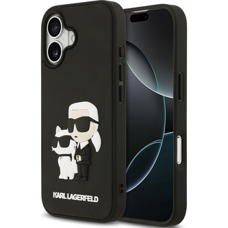 Karl Lagerfeld 3D Rubber Karl and Choupette kryt iPhone 17 černý