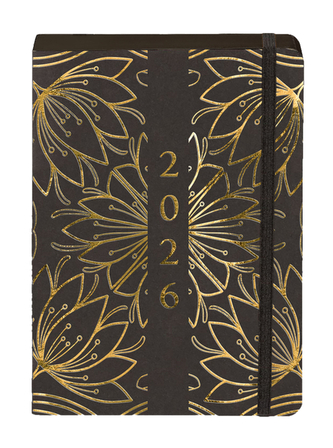 Kalendarz książkowy A5 2026 Kraft dzienny Kwiaty ciemne