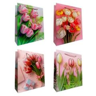Torebka prezentowa uniwersal M Tulipany metal mix