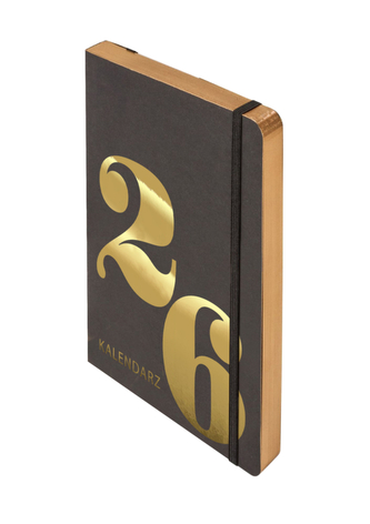 Kalendarz książkowy A5 2026 Kraft dzienny złoty