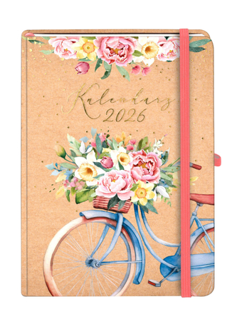 Kalendarz książkowy A5 2026 Kraft tygodniowy Rower