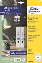 Avery Zweckform C32266-10 Štítky na pořadače 30 x 190 mm, 190 g/m2, 10 archů A4, bílé