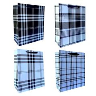 Torebka prezentowa L czarno-biała krata mix Torebka prezentowa L czarno-biała krata mix