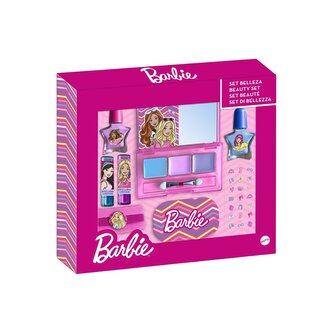 Barbie set lak, gumičky, lesk na rty, stíny, zrcátko a nálepky na nehty Barbie set lak, gumičky, lesk na rty, stíny, zrcátko a nálepky na nehty