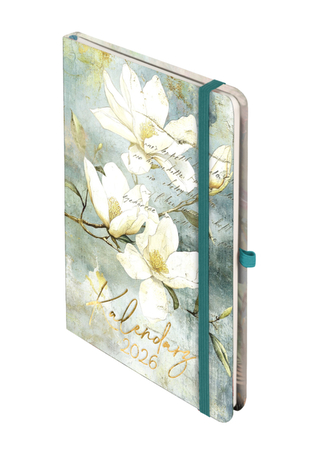 Kalendarz książkowy A5 2026 Botanical dzienny Magnolia