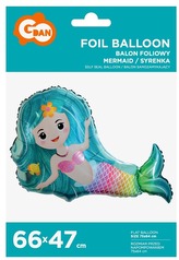 Balon foliowy Syrenka, 66 cm, GoDan