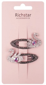 Sponky do vlasů  labutě s glitry 6 x 3 x 0,5 cm, 2 ks