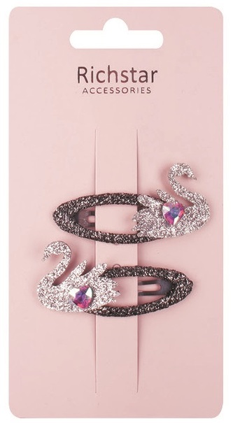 Sponky do vlasů  labutě s glitry 6 x 3 x 0,5 cm, 2 ks