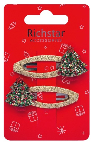 Sponky do vlasů stromky s glitry 6 x 3 x 0,5 cm, 2 ks