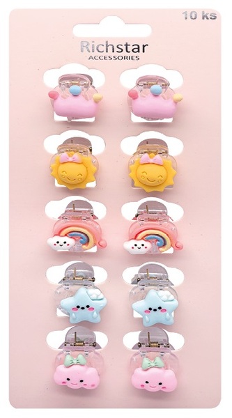 Skřipce do vlasů s roztomilým motivem 2,5 x 2 x 2,5 cm, 10 ks