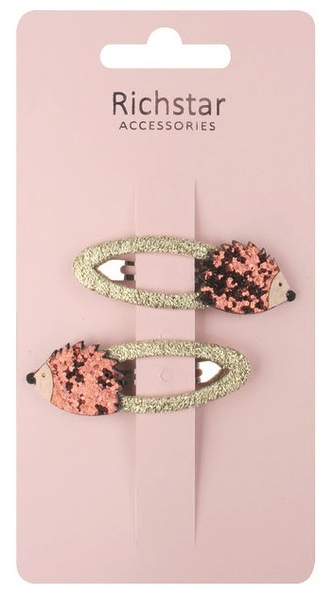 Sponky do vlasů s ježky s glitry 6 x 2 x 0,5 cm, 2 ks