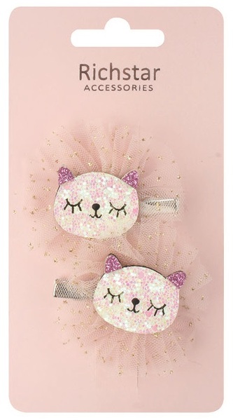 Sponky do vlasů s kočičkami s glitry 6 x 5,5 x 1 cm, 2 ks