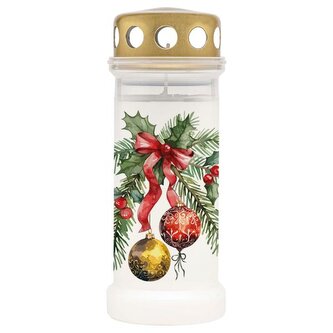 SVÍČKA HŘBITOVNÍ DESIGN VÁNOČNÍ BÍLÁ