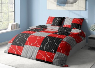 Krepové povlečení Červené čtverce 2