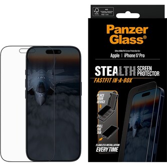PanzerGlass® Stealth sklo Apple iPhone 17 Pro s bezprašným aplikačním boxem