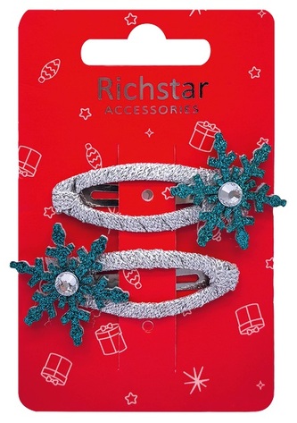 Sponky do vlasů vločky s glitry 6 x 3,5 x 0,3 cm, 2 ks