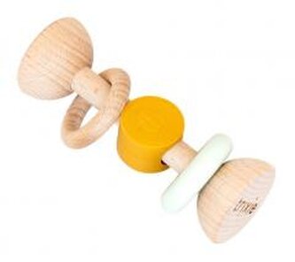 Grzechotka drewniana silikonowa Lew