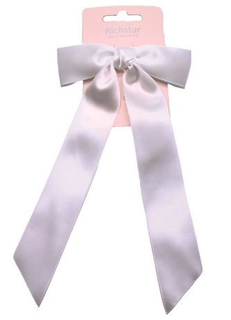 Mašle do vlasů na sponce bílá 11,5 x 3,5 cm + 18 cm stuha