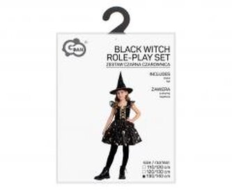Strój dla dzieci Czarna Czarownica rozm. 130/140cm