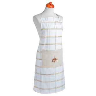 ARÔME HOME Kuchyňská zástěra,Béžové káro, výšivka Káva