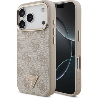 Guess PU Leather 4G Triangle Logo Gold Frame MagSafe kryt iPhone 17 Pro růžový Guess PU Leather 4G Triangle Logo Gold Frame MagSafe kryt iPhone 17 Pro růžový