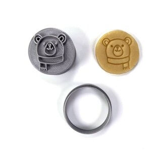 Medvěd se šálou razítko s vykrajovátkem Medvěd se šálou razítko s vykrajovátkem