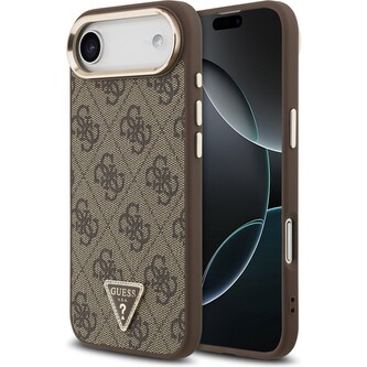 Guess PU Leather 4G Triangle Logo Gold Frame MagSafe kryt iPhone Air hnědý Guess PU Leather 4G Triangle Logo Gold Frame MagSafe kryt iPhone Air hnědý