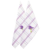 ARÔME HOME Utěrka, 2 ks, 50 x 70 cm,Fialové káro, výšivka Levandule