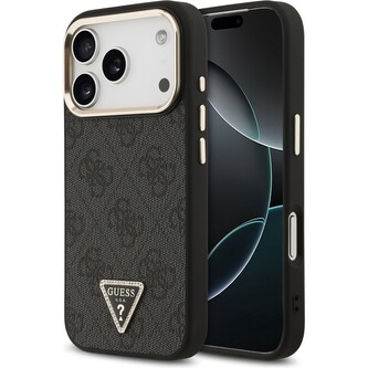 Guess PU Leather 4G Triangle Logo Gold Frame MagSafe kryt iPhone 17 Pro černý Guess PU Leather 4G Triangle Logo Gold Frame MagSafe kryt iPhone 17 Pro černý