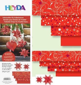 Sada skládacích proužků 96ks - červený 2 velikosti