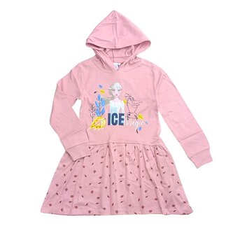 Dívčí šaty FROZEN dlouhý rukáv s kapucou bavlna, růžová, velikost: 116