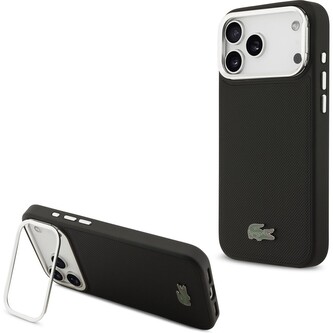 Lacoste Iconic Petit Pique Camera Stand MagSafe kryt iPhone 17 Pro Max černý