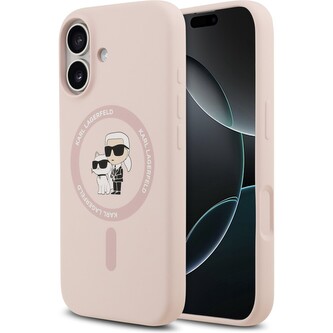 Karl Lagerfeld Liquid Silicone Karl and Choupette MagSafe kryt iPhone 17 růžový Karl Lagerfeld Liquid Silicone Karl and Choupette MagSafe kryt iPhone 17 růžový