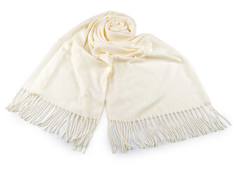 Šátek / šála s třásněmi 70x180 cm - 1 ks - 1 krémová světlá