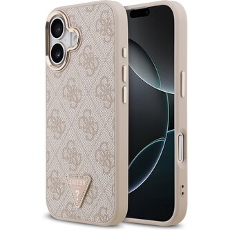 Guess PU Leather 4G Triangle Logo Gold Frame MagSafe kryt iPhone 17 růžový Guess PU Leather 4G Triangle Logo Gold Frame MagSafe kryt iPhone 17 růžový
