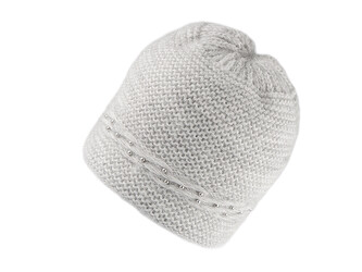 Dámská zimní čepice s perlami - 1 ks - 3 šedá nejsvětlejší