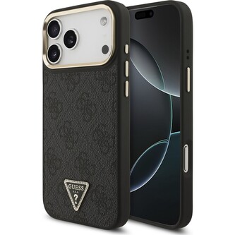 Guess PU Leather 4G Triangle Logo Gold Frame MagSafe kryt iPhone 17 Pro Max černý Guess PU Leather 4G Triangle Logo Gold Frame MagSafe kryt iPhone 17 Pro Max černý