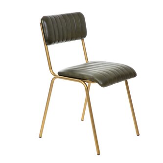 Krzesło | LUMBAR | w obiciu ze skóry bawolej zielone | 46x52x78 cm | 863412