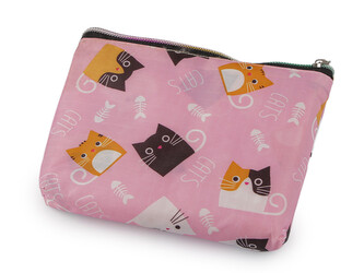 Skládací nákupní taška se zipem 39x40 cm - 1 ks - 69 růžová dětská kočka