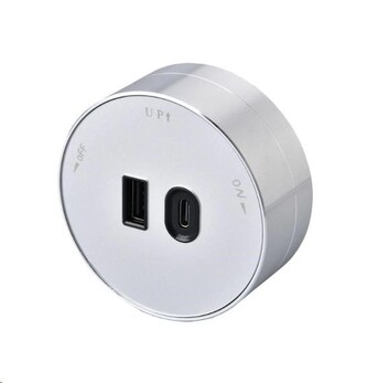 Viking zásuvkový modul A60, 1x USB-A, 1x USB-C, PD, stříbrná