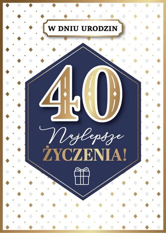 Karnet GM najlepsze zyczenia 40 niebieska złote rąby