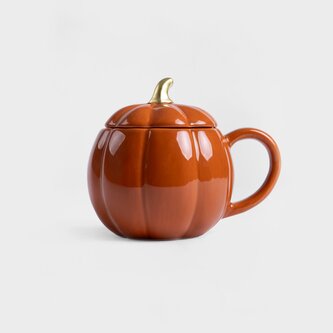 Kubek | PUMPKIE | w kształcie dyni z pokrywką pomarańczowy SHINY | 0,6 l | 709869