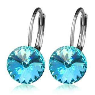 NBSS08-AQ Ocelové náušnice - Aquamarine, 8 mm